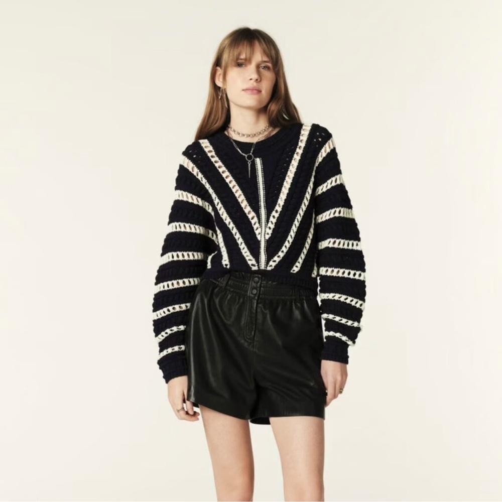 ba&sh Navy and White Striped Sweater